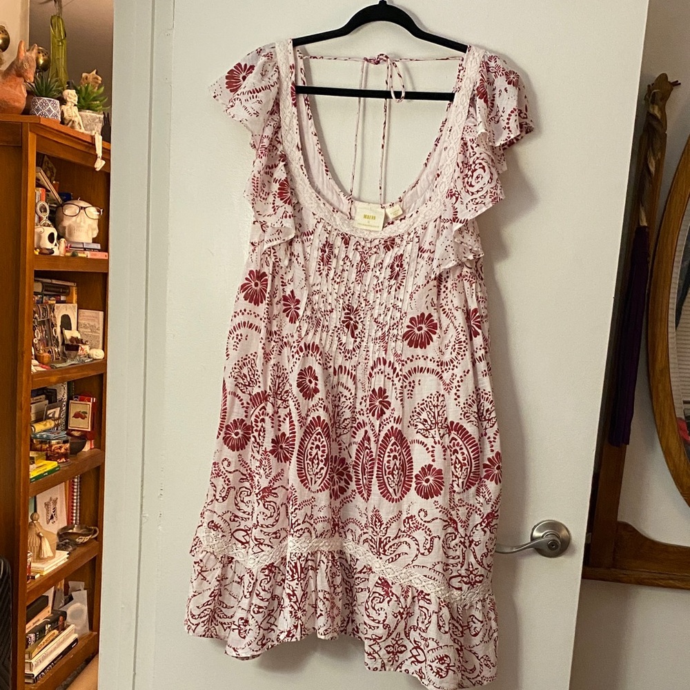Maeve by Anthropologie Red and Cream Floral Dress - Picture 2 of 2